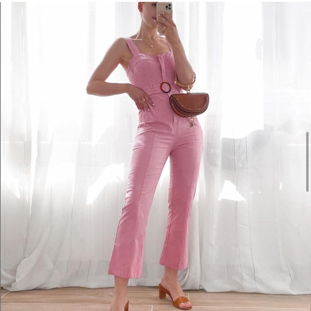 NWT Zara pink belted jumpsuit